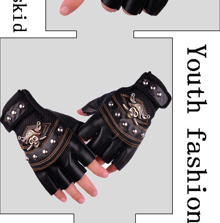 Tactical gloves Outdoor riding half finger gloves men's anti-slip breathable wear-resistant motorcycle bike motorcycle PU gloves_voghion.com