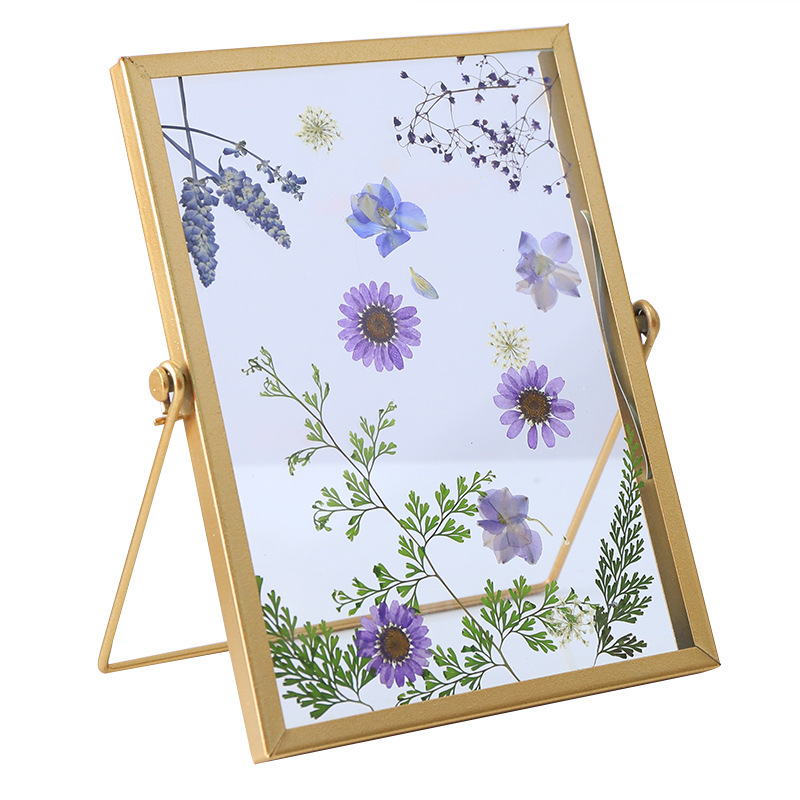 Cross-border Metal Photo Frame Ornaments for Home Ornaments for 6-inch 8-inch Embossed Decorative DIY Dried Flower Glass Photo Frame