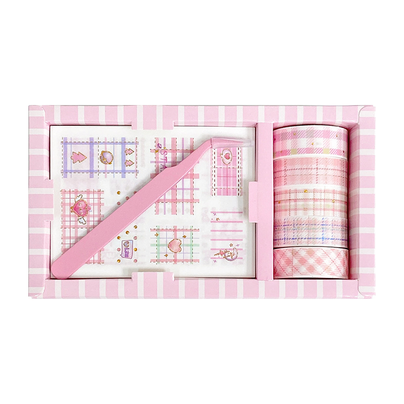 grid-paper-tape-with-tweezers-student-gift-scrapbooking-material-large-package-ins-girl-heart-japanese-paper-tape