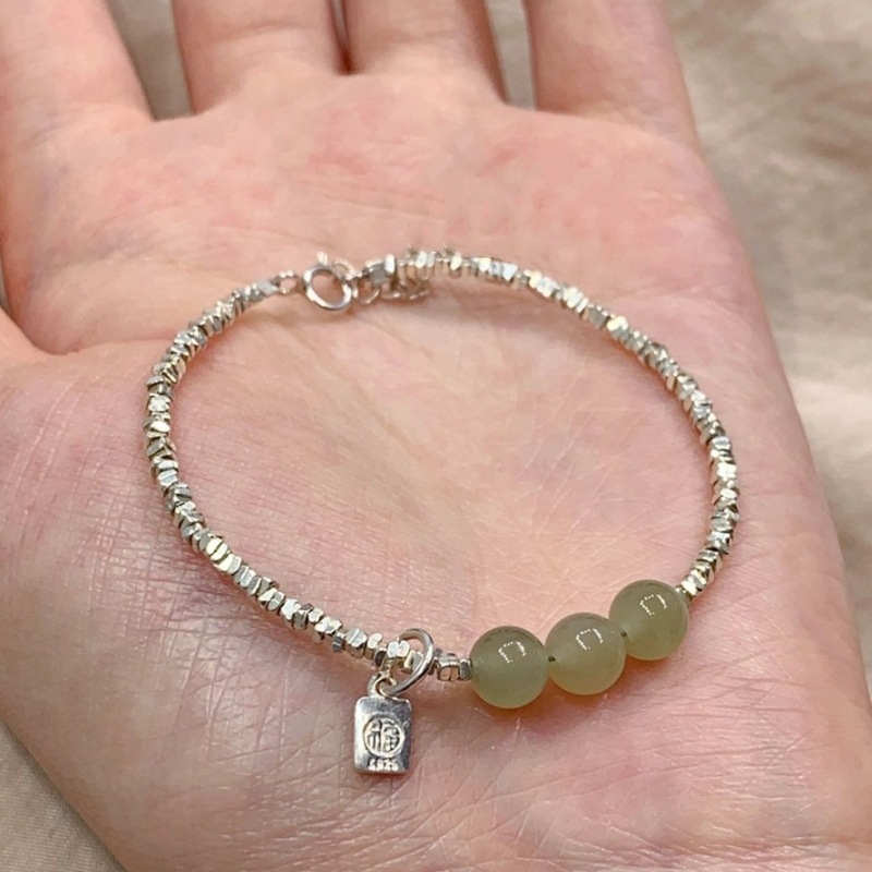 New Chinese Bracelet Broken Silver Irregular Niche Simple Alloy Bracelet Electroplated Ping An Lock Chinese Style Transport Bracelet