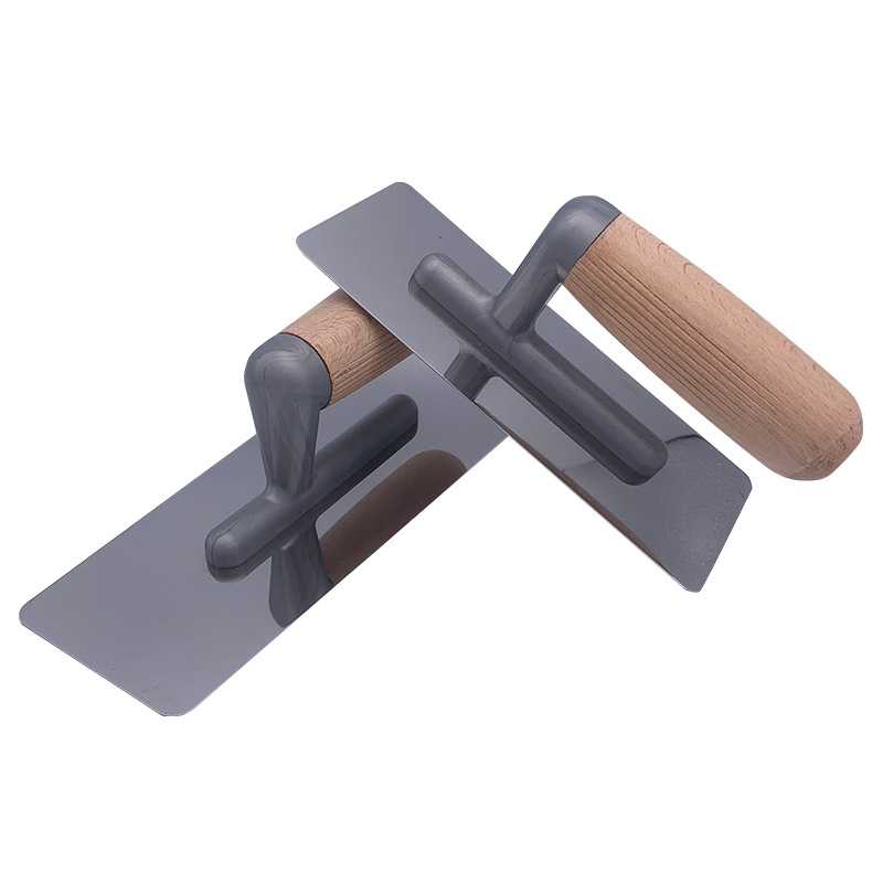 Stainless steel trowel Beech handle rounded thickened trowel Art paint tools Malay paint diatom mud light knife