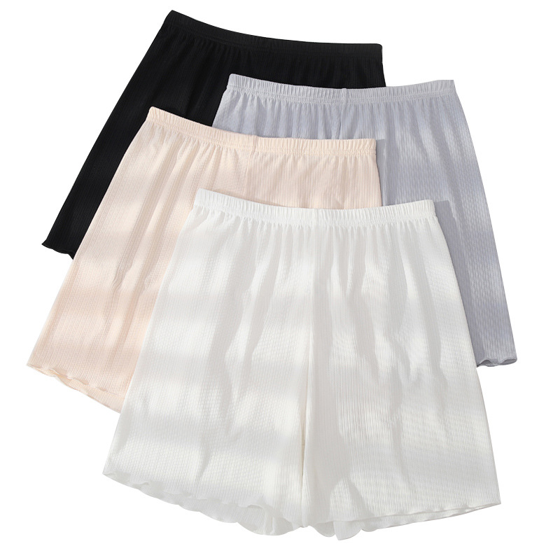 Ice Silk Safety Pants Women's Summer Thin Light-proof Outwear Loose White Large Size Home Base Insurance Shorts