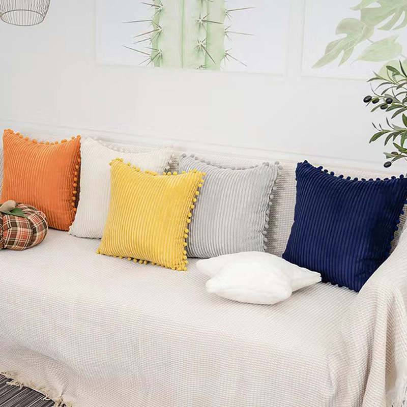 ins Nordic style home fabric model room sofa pillowcase straight corduroy thick back cushion cover