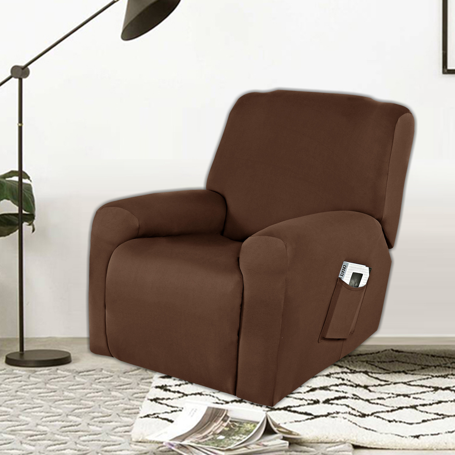 Cross-border elastic all-inclusive milk silk single recliner cover plain simple first-class Chivas sofa protection cover 