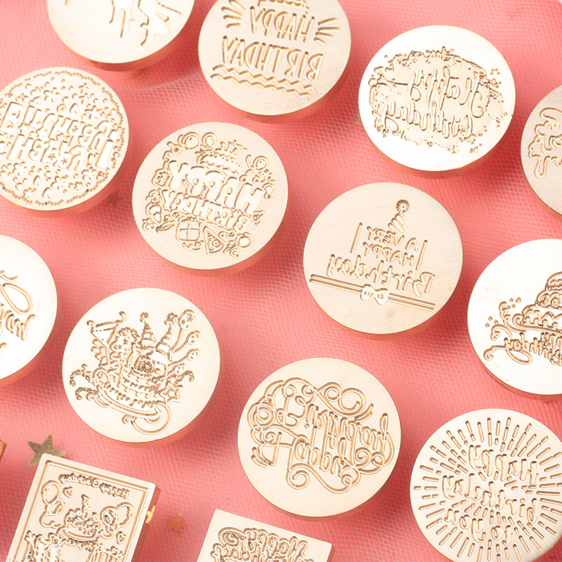 Birthday Greetings English Chinese Fire Paint Seal Student Birthday Invitation Seal Wax Seal Round Square