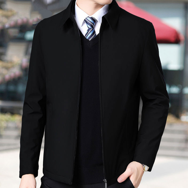 Middle-aged Jacket Men's Loose Coat Spring and Autumn Casual Top Large Size Dad's Business Men's Coat