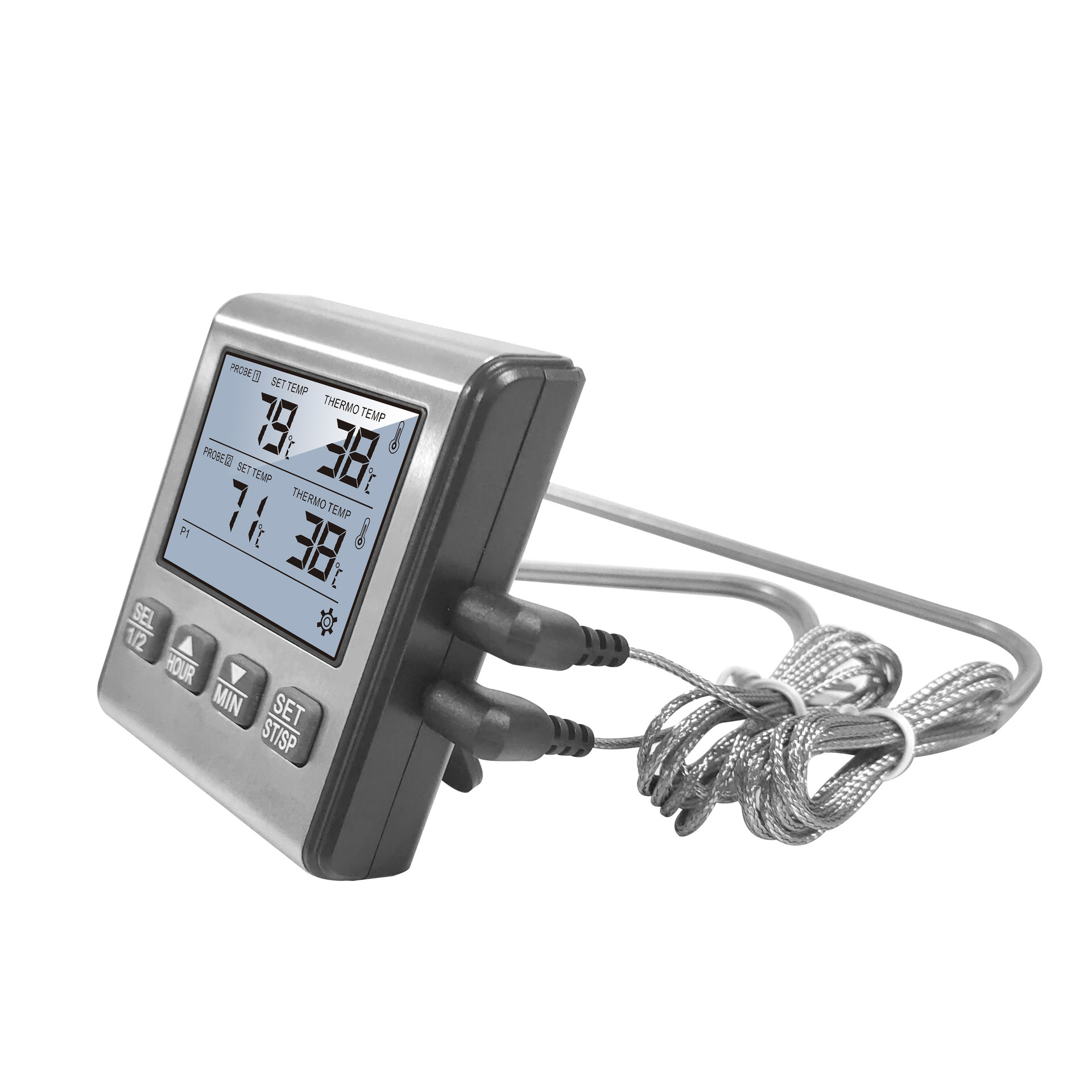 Oven thermometer food with line probe baking frying barbecue center thermometer timer temperature alarm