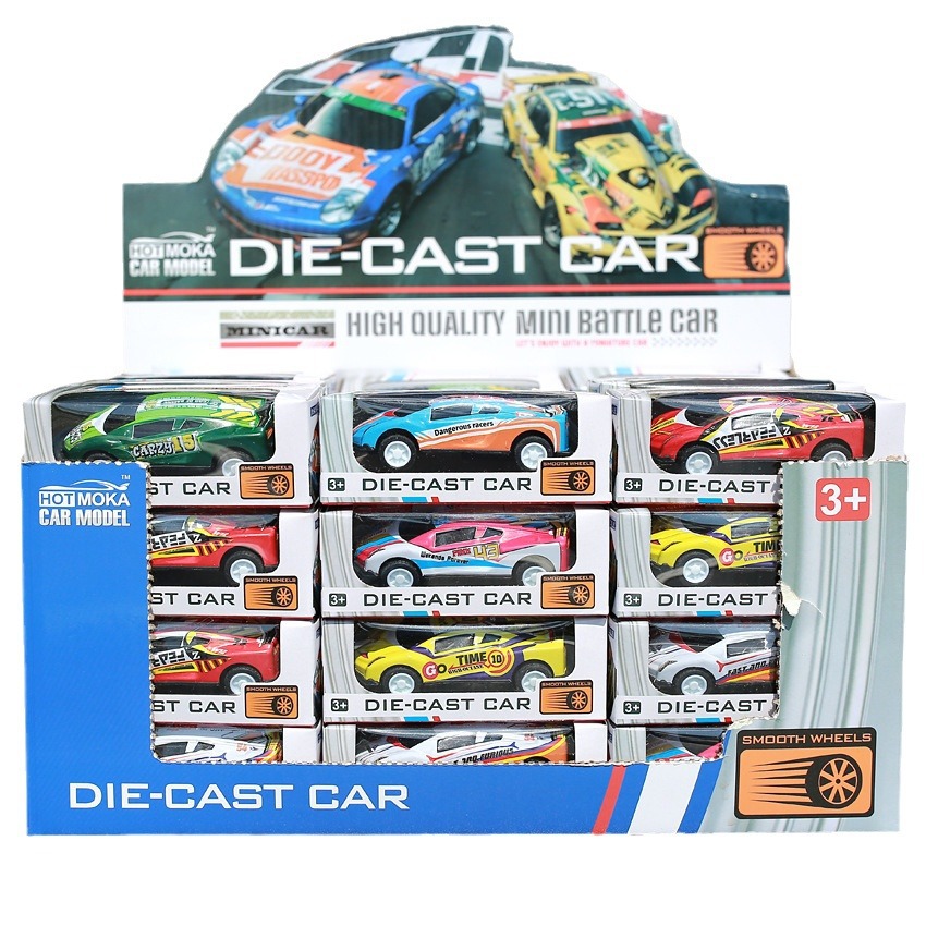 New iron pull back car Graffiti Car racing iron car children's toy sports car model toy stall wholesale