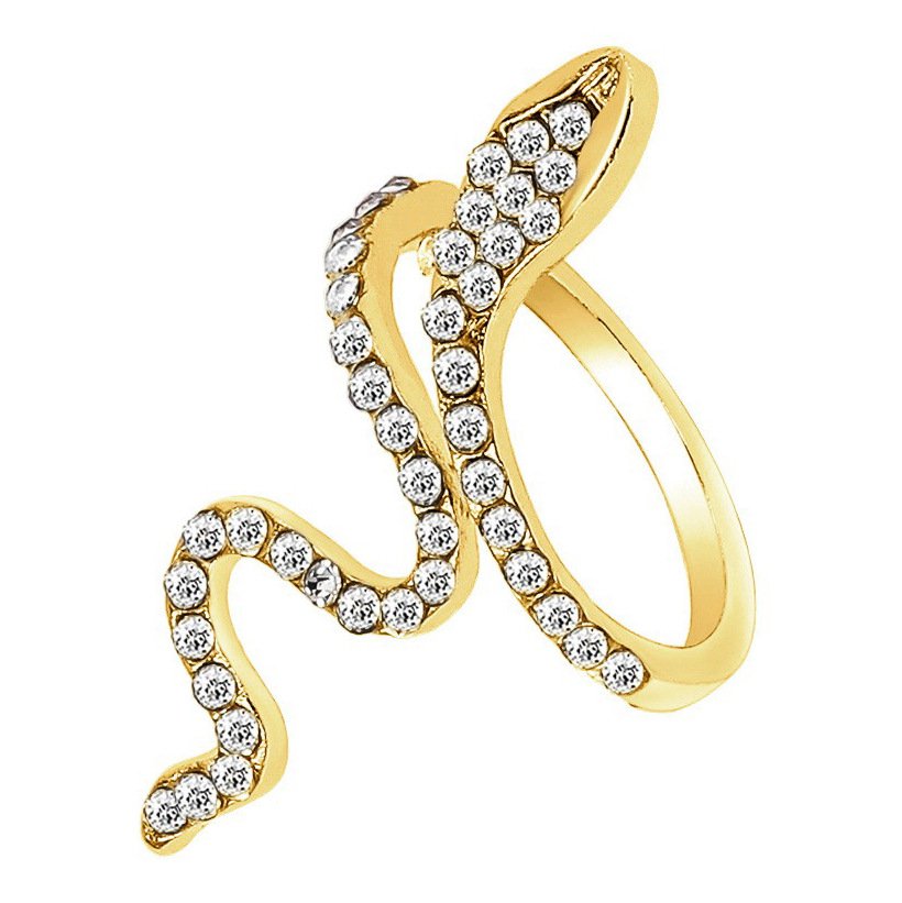 Hot Selling rhinestone snake ring female niche design cold style high-end open personality unique index ring fashion ring_voghion.com