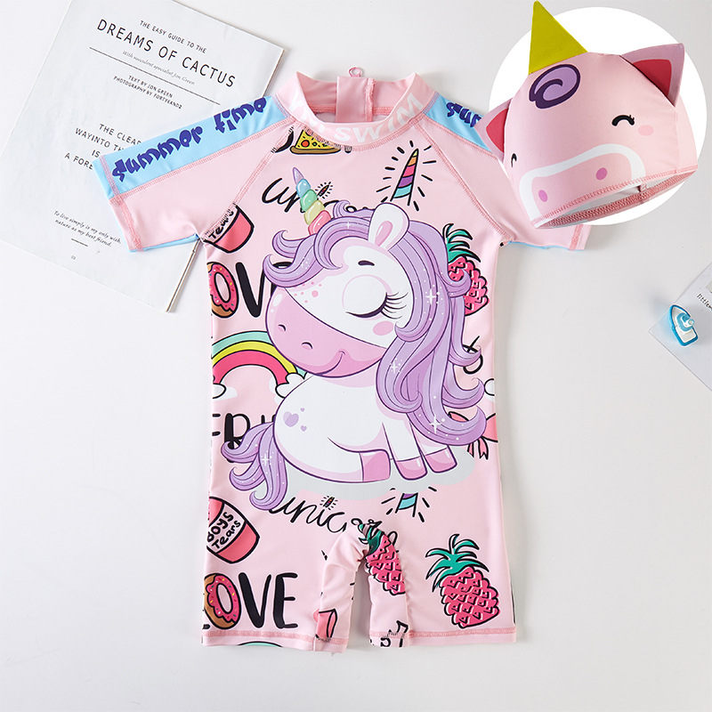 Cute Cartoon Girls' Surf Clothes Ins Girls Swimming Trunks for Small, Medium and Large Kids Baby Quick-drying Sunscreen Children's Swimwear