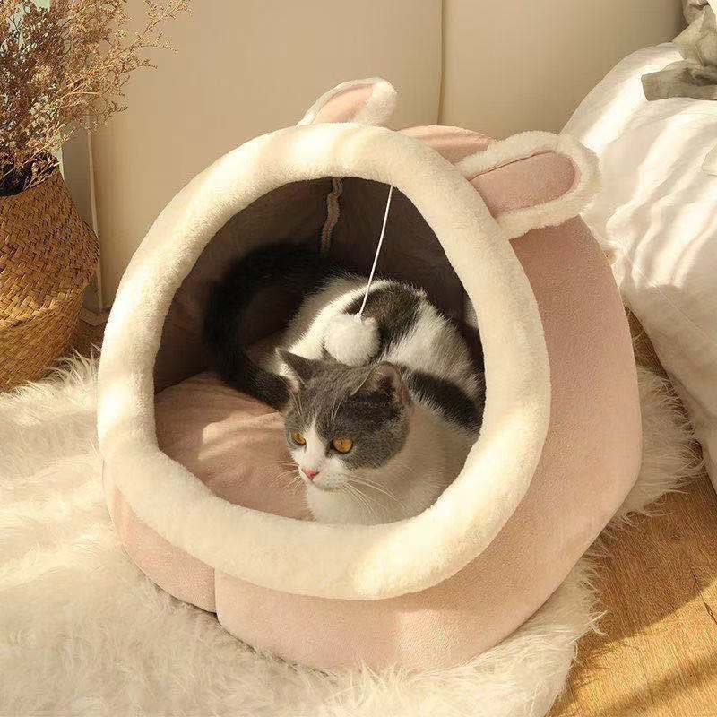 四季通用の半閉鎖式の包みのかわいい猫の巣のネットの赤い猫の巣の犬の巣の冬の保温の犬の巣のペットの卸売り|undefined