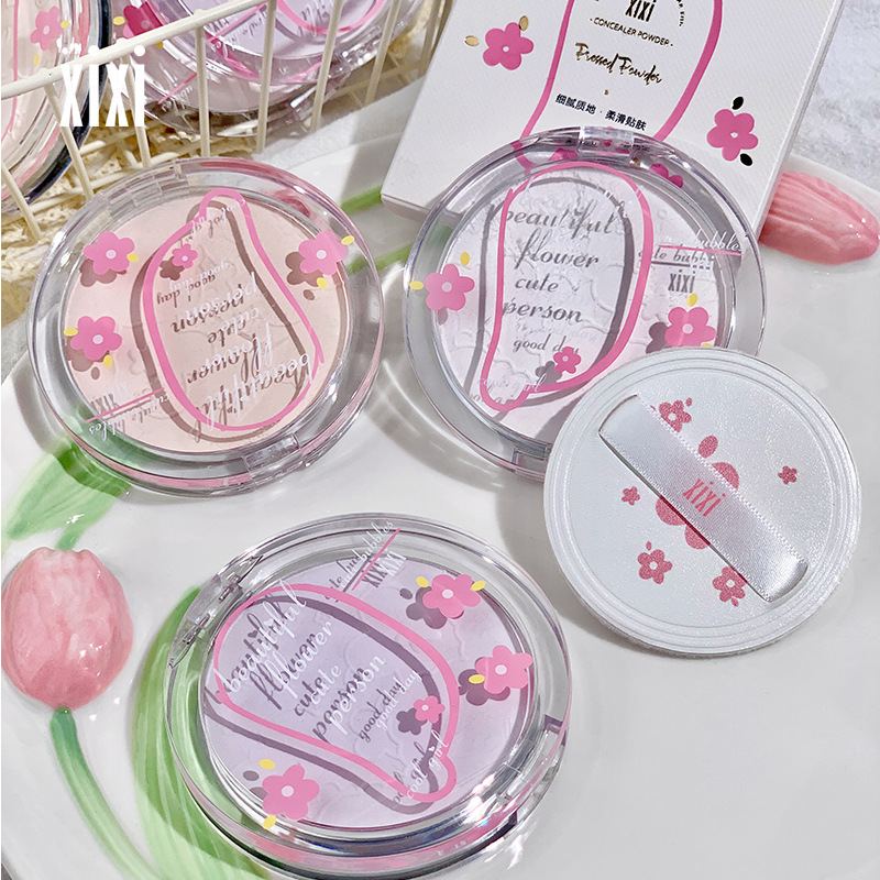 xixi clear fog feeling fixed coke powder cake makeup concealer long-lasting portable skin grinding matte surface brightening student repair loose powder