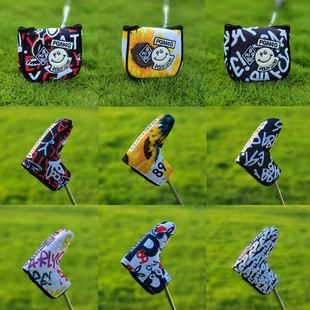 PG Smiley Face Golf Club Cover, Head Cover, Straight Large Head Putter Cover, Iron Cover, Ball Head Protective Cap Cover