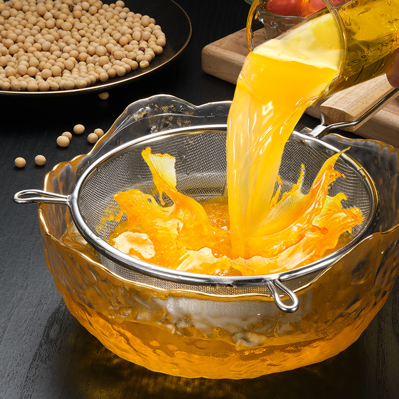 304 Stainless Steel Large Colander Wooden Handle Binaural Fried Spoon Household Kitchenware Fish Noodles Mesh Leakage Filter