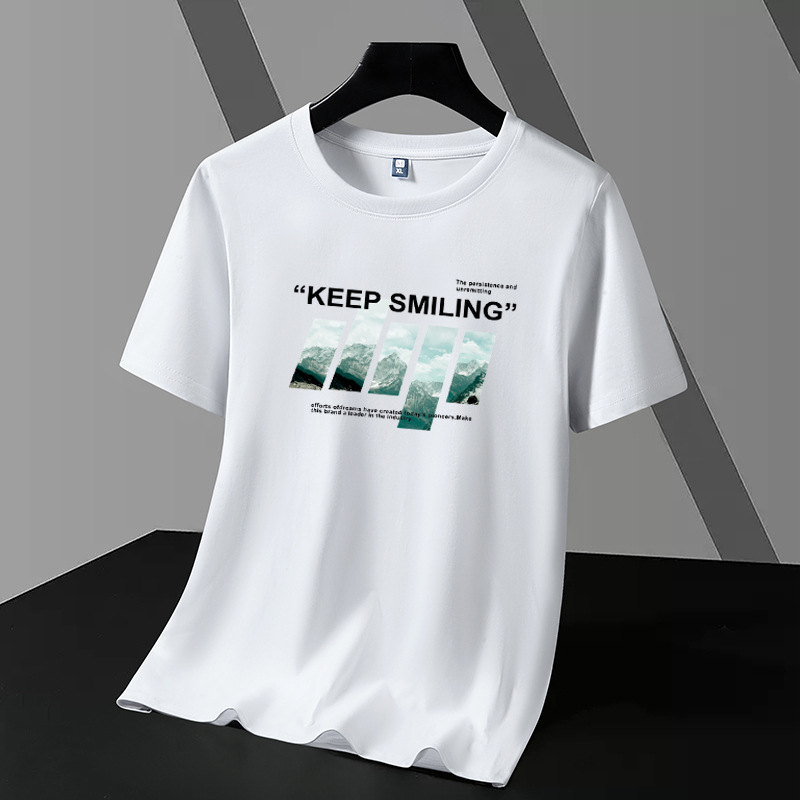 Modal Ice Silk Cotton Short-sleeved T-shirt Men's Crew Neck Top Fashionable Summer Ice Sense Students Half-sleeved Large Size Base Shirt