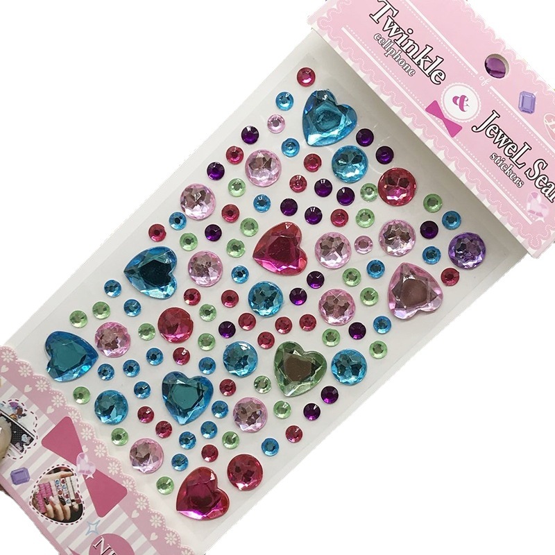 Children's diamond sticker round love round plum blossom shape DIY handmade creative self-contained adhesive sticker