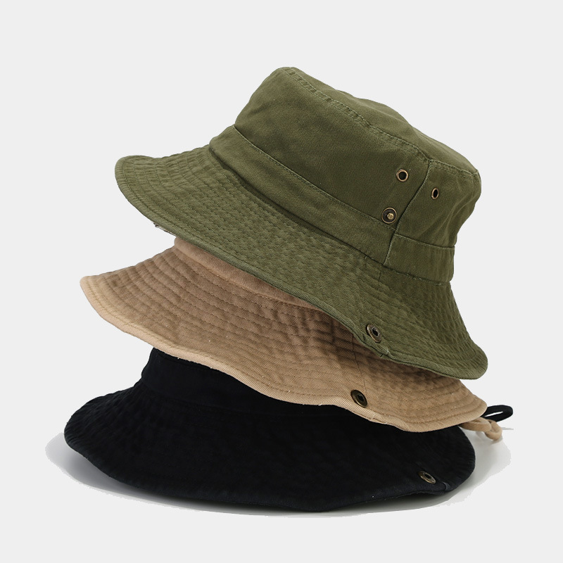 New Style Pure Cotton Breathable Sun Hat Japanese Style Artistic Basin Hat Outdoor Mountaineering Sunscreen Hat Washed Denim Fisherman Hat Trendy