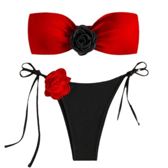 Cross-border new fashion European and American multi-color printing polka dot tube top sexy split swimsuit bikini foreign trade bikini