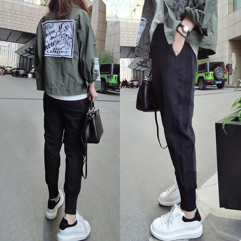 2025 Plain Color Women's Pants Spring and Autumn New Sports Pants Slimming Matchable Casual Long Pants Korean Version Student Mini-Halter Pants