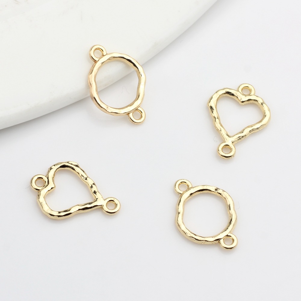 Fashion simple wind love round double hanging hollow pendant diy Handmade Jewelry earrings accessories material