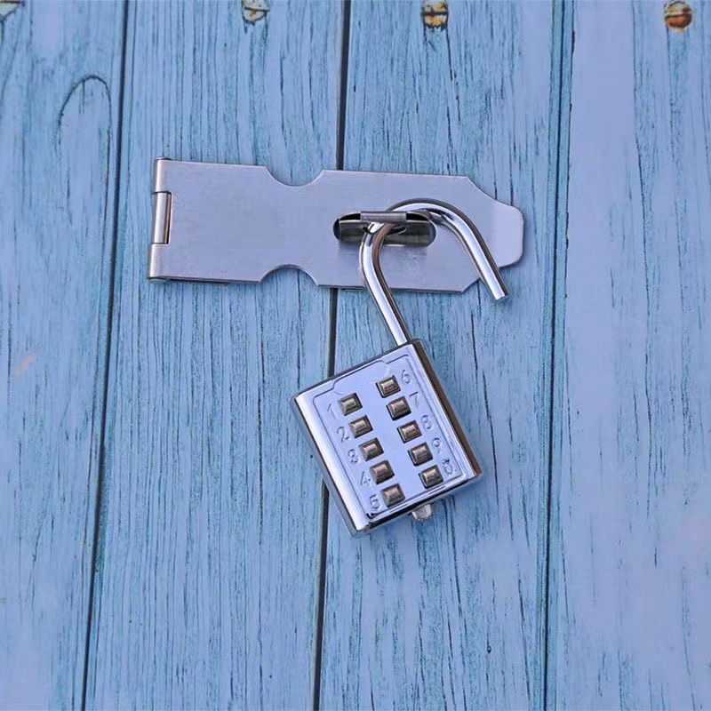 [Key combination lock] metal alloy padlock button blind lock security door padlock old man lock fixed padlock
