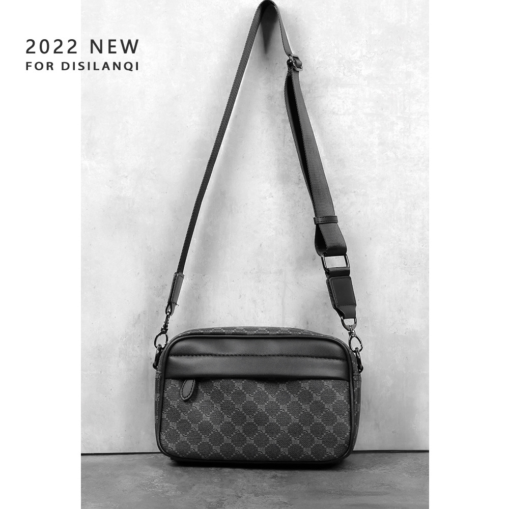 2023 Fashion Casual Trendy Postman Shoulder Bag Plaid Small Crossbody Bag Casual Business Leather Men's Satchel Men's Bag