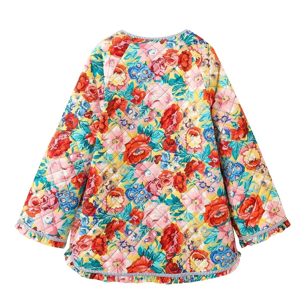 AliExpress women's clothing wholesale 2023 autumn flower print loose quilted cotton coat coat women's top MG37