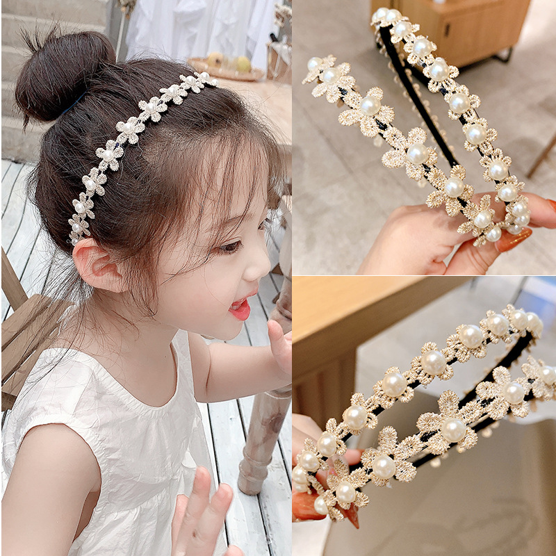 Children's hairpin hairband girl's cute little flower non-slip toothed headband little girl's Korean Princess broken hair headdress