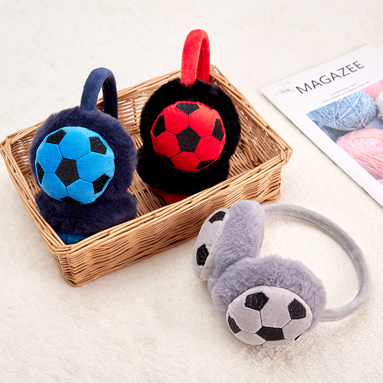 Warm earmuffs 2021 Winter new hot-selling cute football cold-proof antifreeze children plush earmuffs spot wholesale