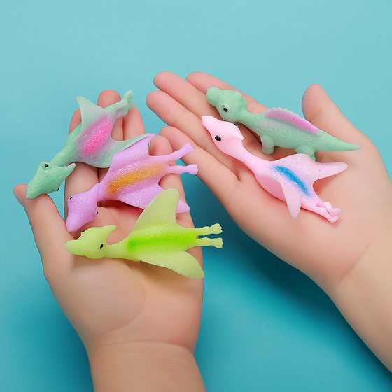 Catapult dinosaur launch small dinosaur decompression flexible glue new strange fun toy desktop decompression stall toy