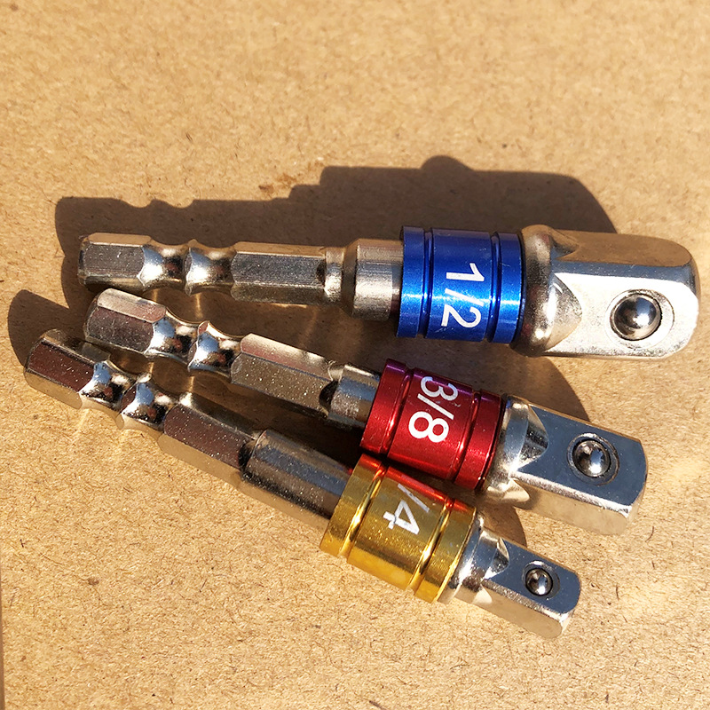 Yun Bei 3pcs Color Connecting Rod AD Beaded Hexagon Handle Connecting Rod 1/2 1/4 3/8 Electric Drill Sleeve Connecting Rod
