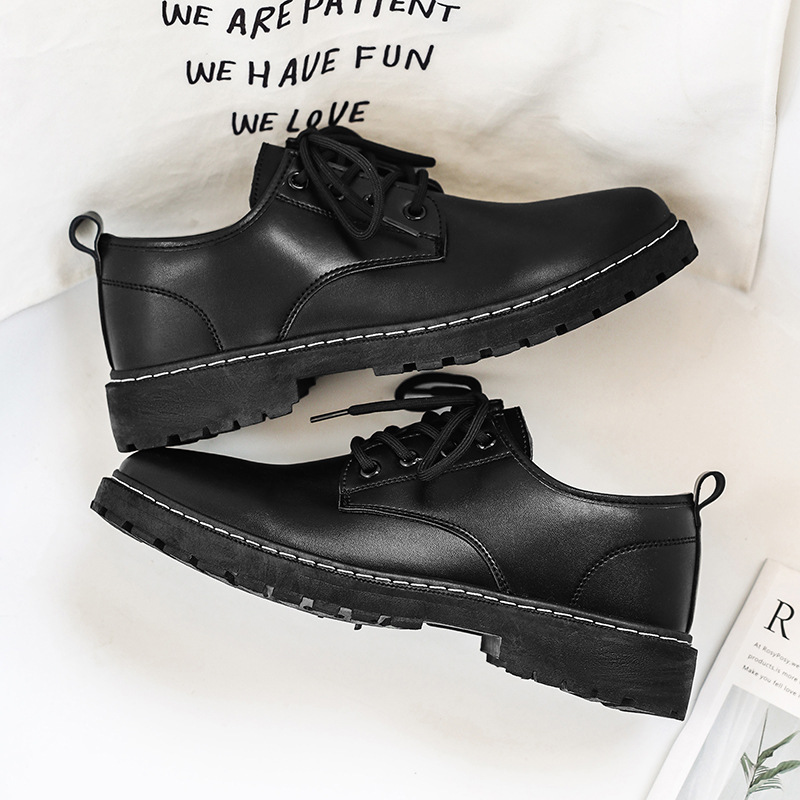 Summer Casual Leather Shoes Men's Breathable Black British Style Business Dress Youth Round-toe Suit Big-toe Shoes Men's Shoes