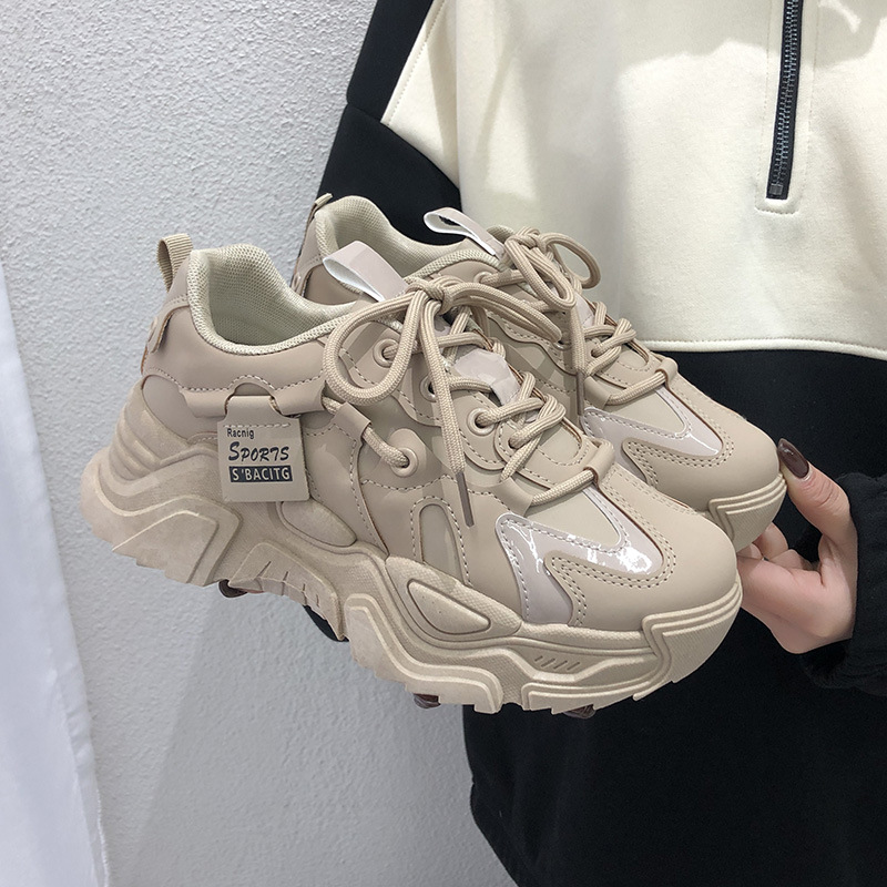Ins Korean Style New Torre Shoes Women's 2024 Spring Student All-match Sneakers Women's Casual Thick Sole Heightening Shoes