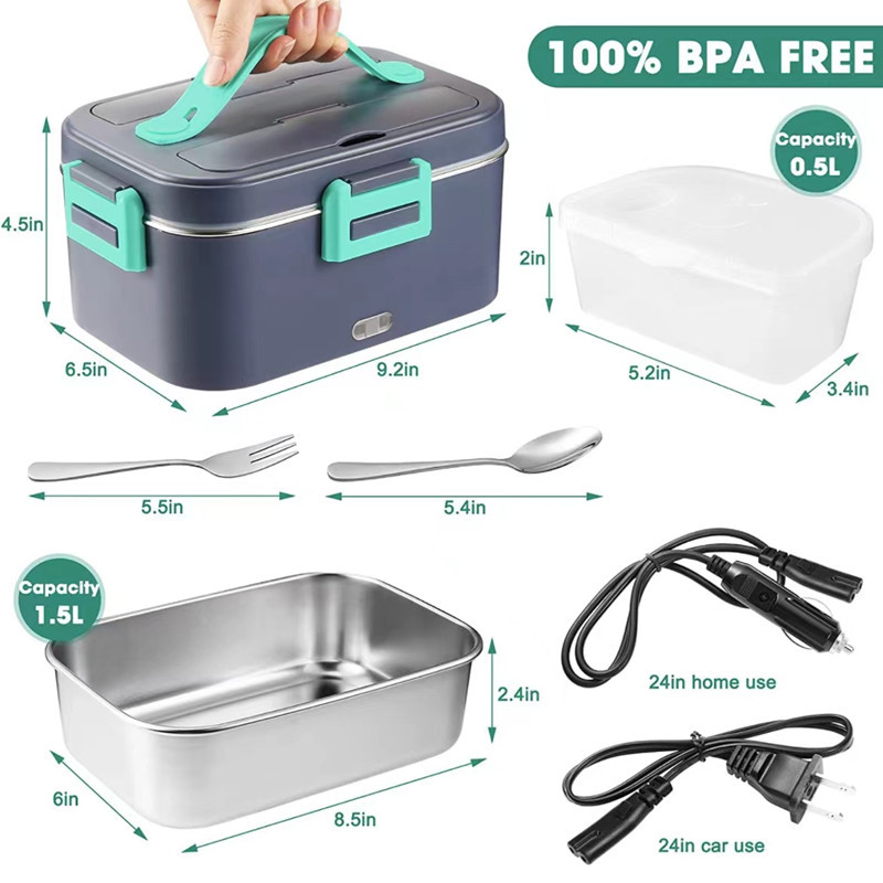 304 stainless steel water-free electric heating lunch box plug electric heating lunch box lunch box car heating lunch box large capacity