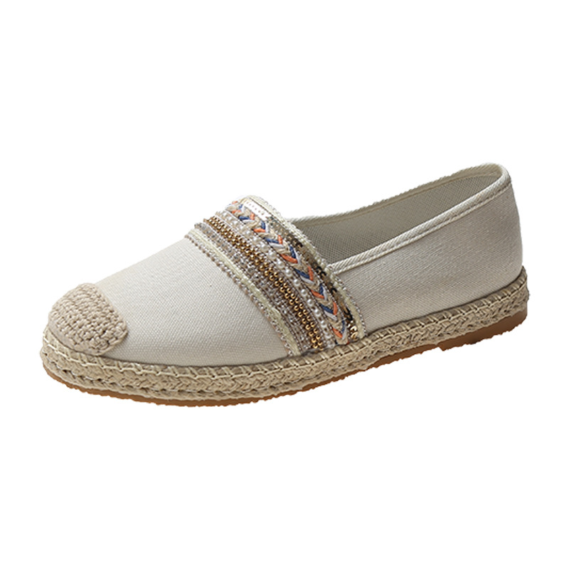 Xiaoxiangfeng Fisherman Shoes Women's 2023 New Style Slip-on Soft-soled Single-layer Shoes Linen Woven Thick-soled All-match Autumn Beans Shoes