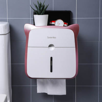 Creative multi-functional household bedroom storage tissue box bathroom punch-free wall-mounted waterproof toilet paper rack