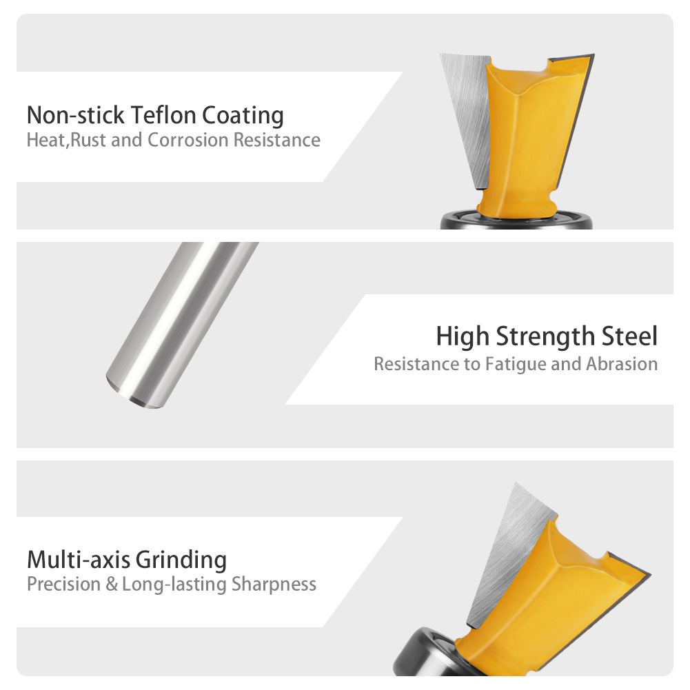 Bearing imitation dovetail knife slotting trimming machine head mouth knife 1/4 handle Tenon knife engraving machine woodworking milling cutter