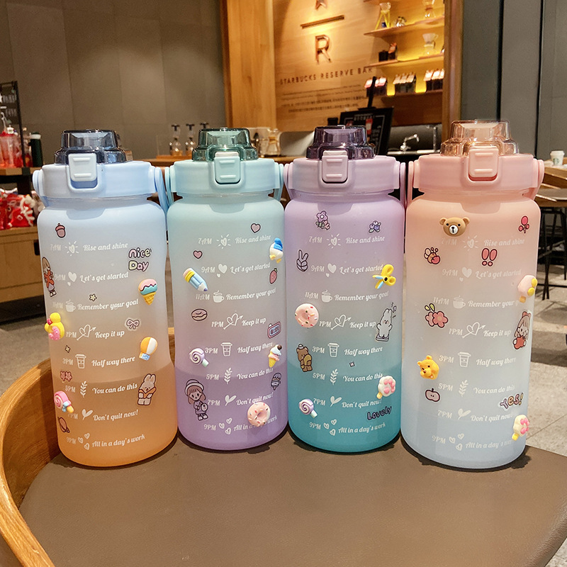 Summer large capacity sports fitness scale straw Cup portable outdoor travel adult student dormitory drinking kettle