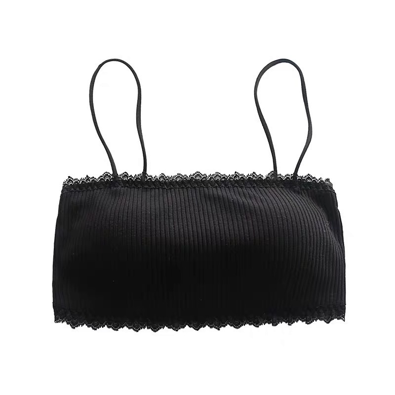 Cross-border One-line Wai Pure Cotton Sling Strapless Beautiful Back Girl's Non-steel Rings with Chest Pad with Row Buckle Underwear Student
