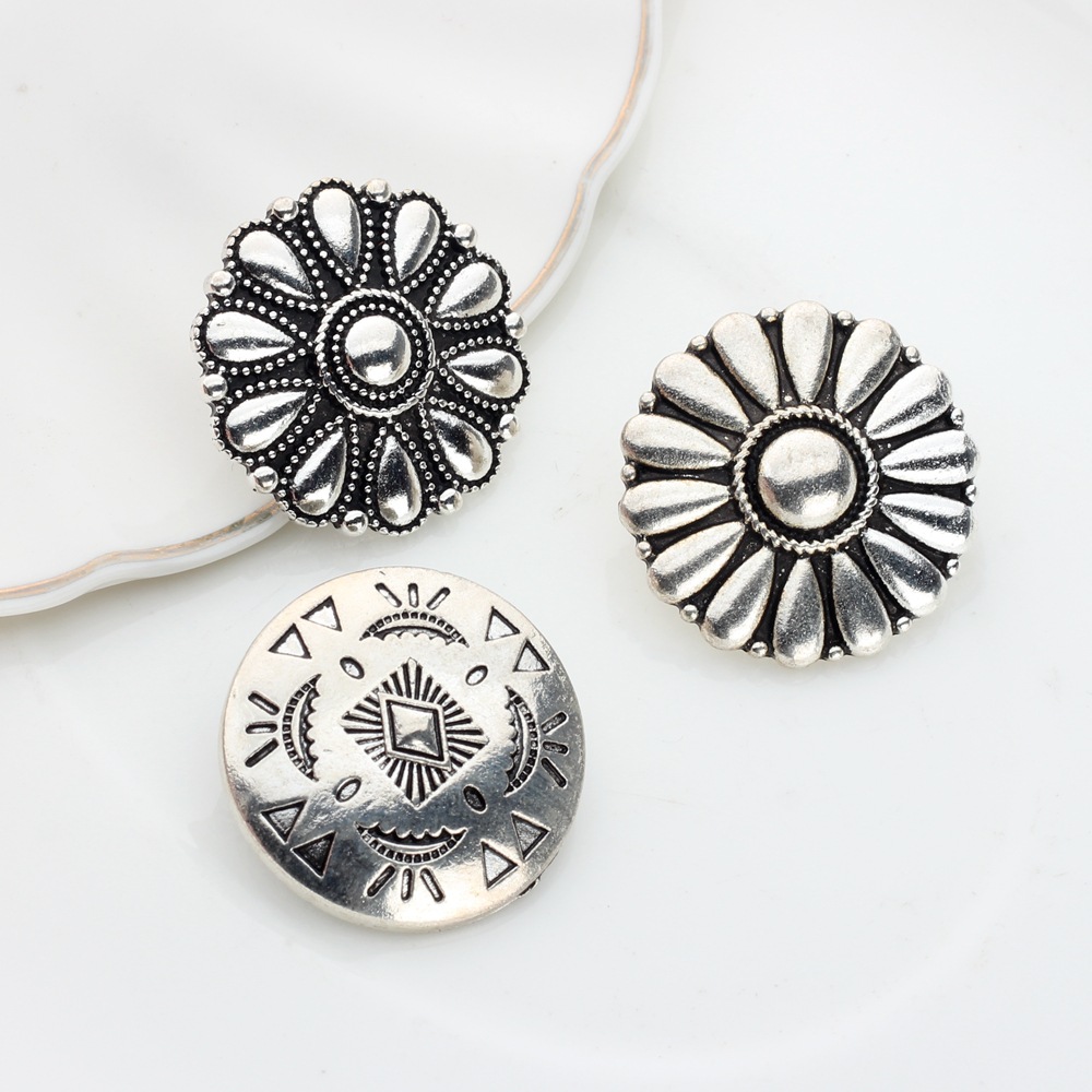Vintage old zinc alloy round daisy flower button hair button jewelry accessories diy jewelry materials wholesale
