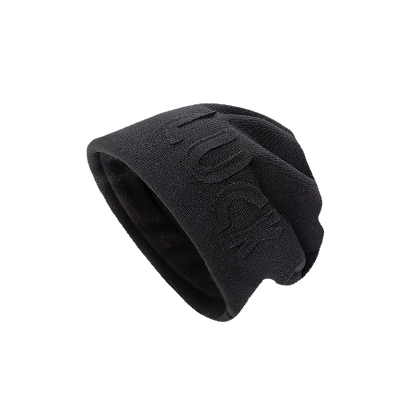 LUCK three-dimensional letters autumn and winter warm all-match pile hat female Korean style cool hat fashion wool knitted hat