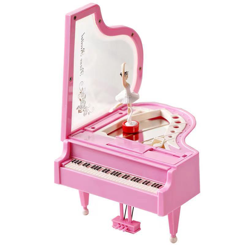 Handmade diy piano music box rotating ballet girl music box cake baking decoration gift