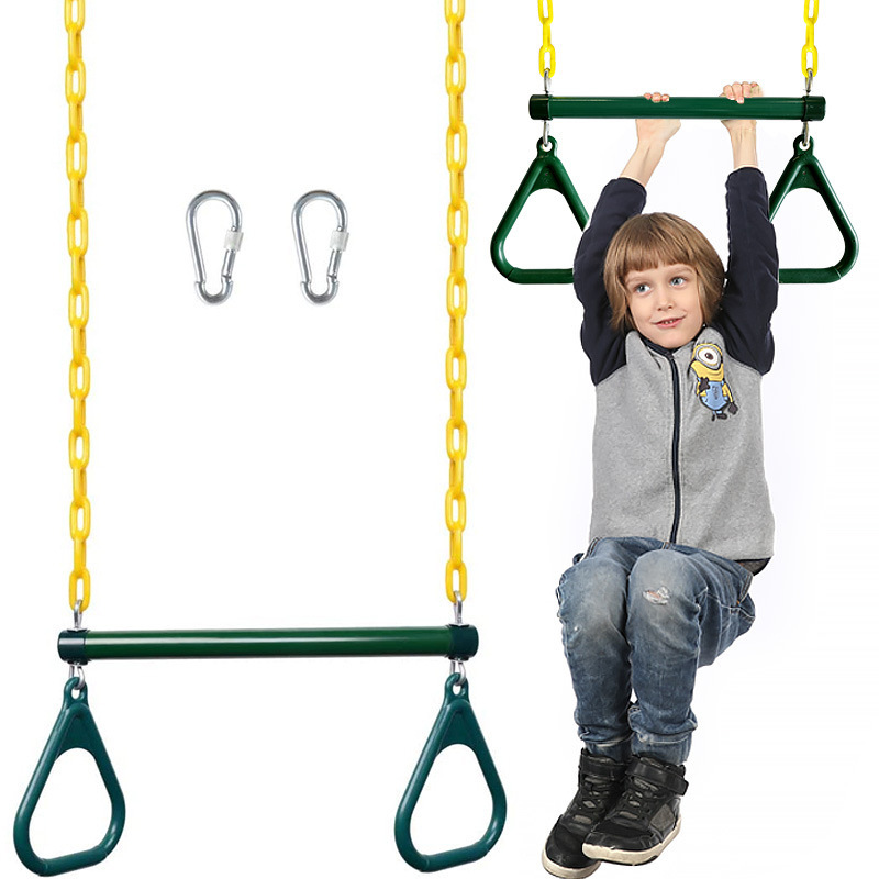Amazon trapezoid Swing Swing Rod hanging ring Children fitness ring swing suit accessories with lock heavy monkey stick