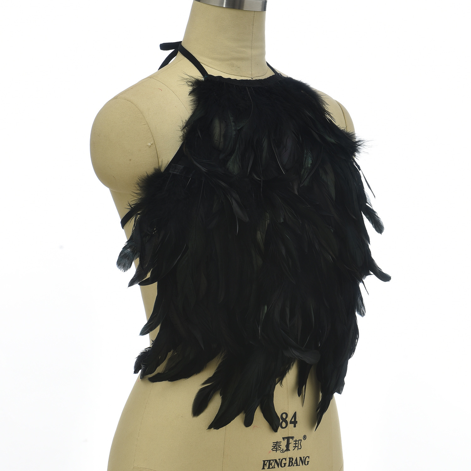 Cross-border new foreign trade supply bellyband one-piece hanging neck back fun feather harness underwear O0888