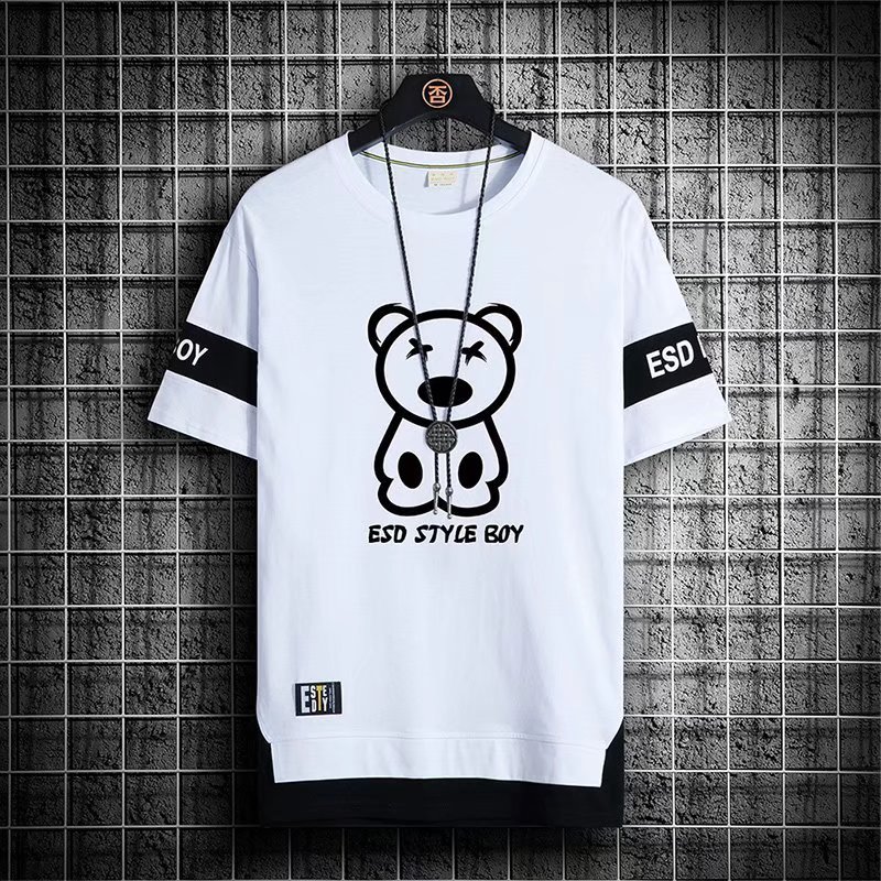 Men's short sleeve 2023 new summer ice silk half sleeve men's T-shirt trendy all-matching T-shirt student top clothes
