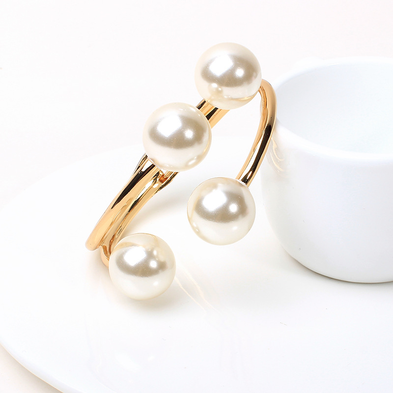 Nordic Light Luxury Metal Curtain Strap Asymmetrical Four Pearl Curtain Buckle Spring Pearl Curtain Clip Wholesale