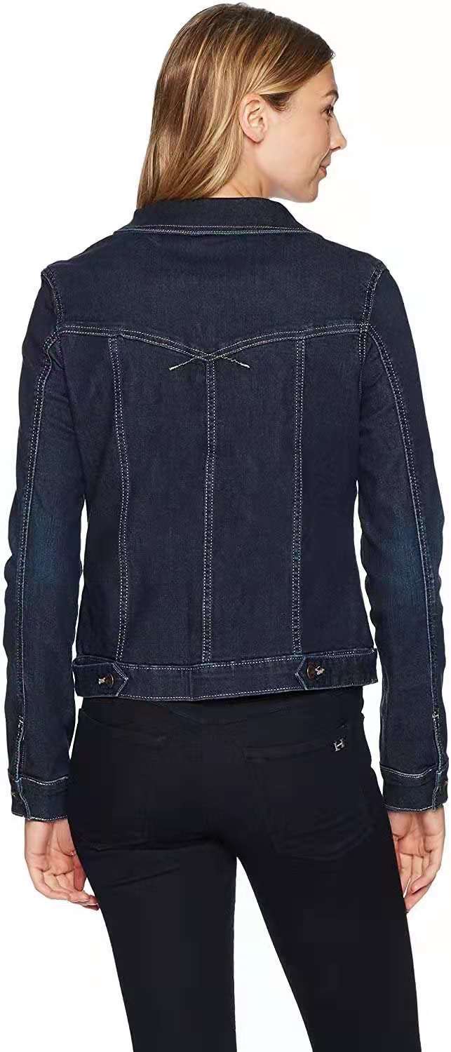 Amazon New 2021 Foreign Trade Women's Clothing European and American Fashion Short Denim Jacket Women's Slim Long Sleeve Jacket