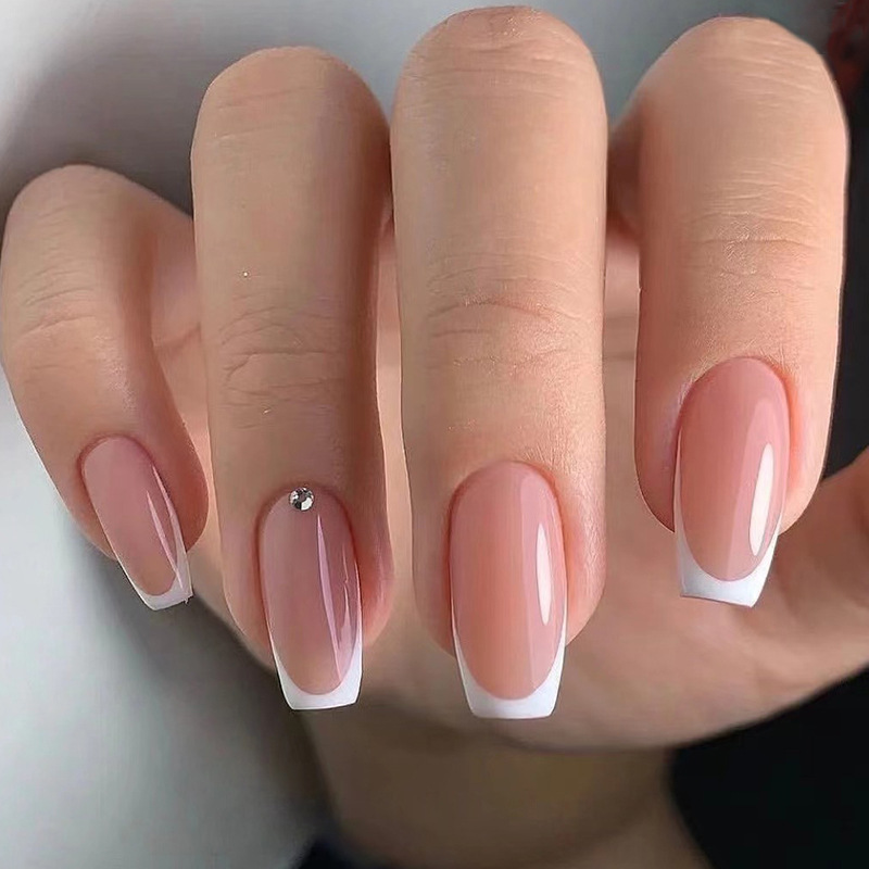 Wearing nail art finished products wholesale simple French stick drill wearing nail nail art piece wholesale nail art patch wearing nail