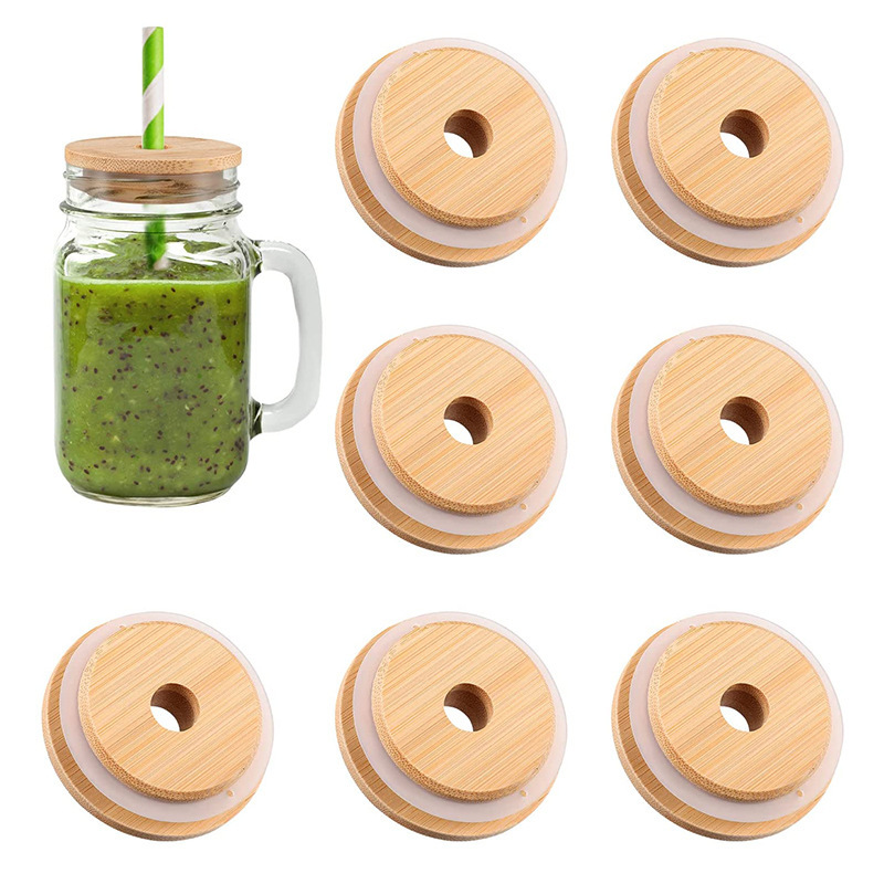 Amazon Mason Bamboo Lid with Holes 70mm Mason Jar Lid 86mm Bamboo Lid Straw Cup Lid