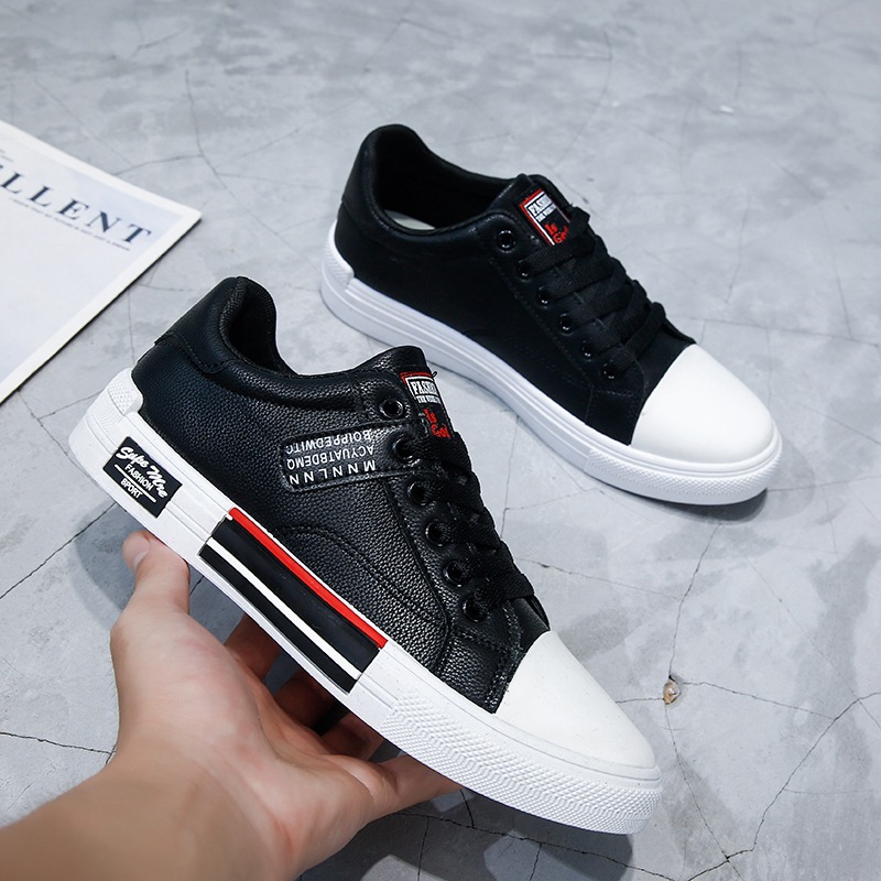 2022 spring new men's low-top white shoes leather shoes board shoes fashion trendy student shoes men's shoes TikTok fast hand